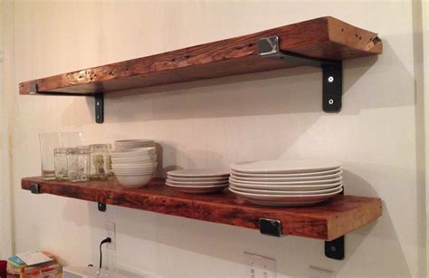 Reclaimed Wood Wall Shelf Metal Brackets 